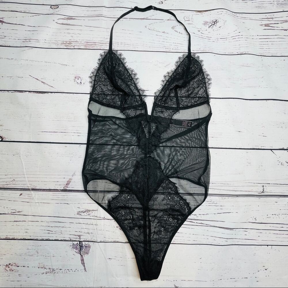 Victoria's Secret Black sheer sexy lace teddy thong